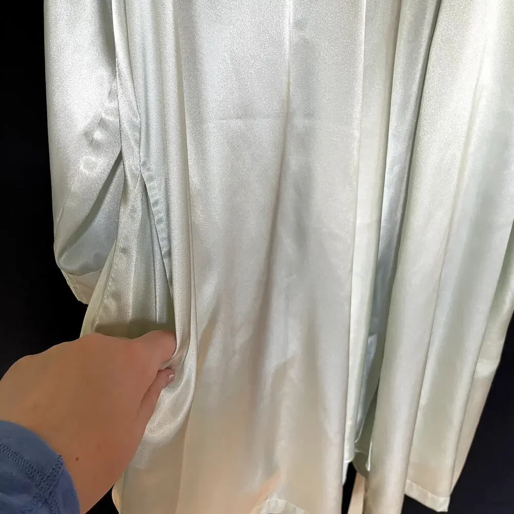 Morgan Taylor Intimates light sage green robe and slip dress set women's‎ size L